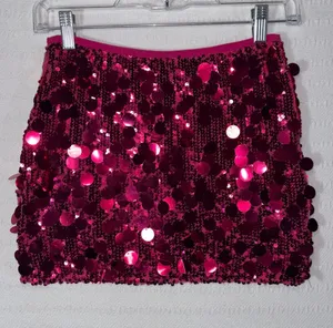 Womens Y2K Sequin Mini Bodycon Skirt Size S Stretch 2000s Barbie Halloween thumbnail 1