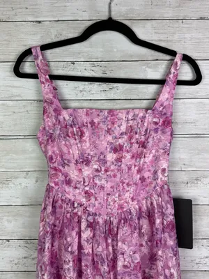 Lulus Colwyn Light Magenta Floral Jacquard Bustier Midi Dress Size Small thumbnail 4