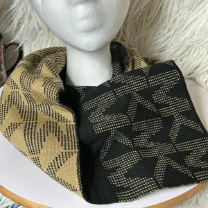 Michael Kors Camel And Black Logo Scarf 10” x 66”. thumbnail 3