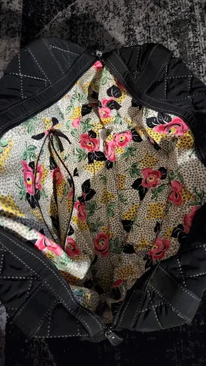 Vera Bradley black diagonal stitch zippered weekend/overnight bag with side, front, and inside pockets. 18.5" x 11.5" x 6.75" thumbnail 3