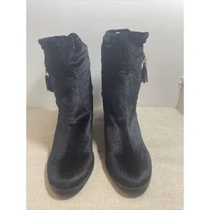 Lindsey Phillips Tara boots‎ 9 1/2 Black Suede Faux Snake Print NEW thumbnail 2