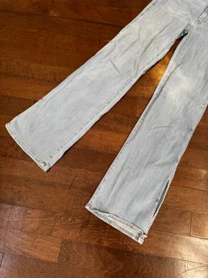 Saks 3x1 NYC light wash side slit flare high waisted stretch jeans thumbnail 6