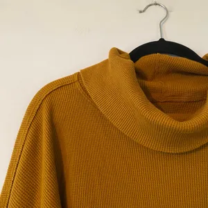 Maeve Anthropologie Burnt Orange Waffle Knit Cowlneck Sweater Loungewear Medium thumbnail 3