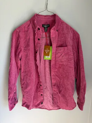 Pink corduroy button up shacket thumbnail 1