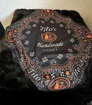 Titos Vodka Bandanna Handkerchief Scarf Black Orange Collectible Square 21.5” thumbnail 1