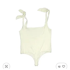 Intimately Free People NWT Off White Ivory Thong Bodysuit Faux Tie Tank Sz Large thumbnail 4