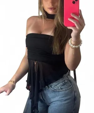Source Unknown Unbranded Women's Black Crop-top thumbnail 1