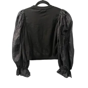 Alice + Olivia Silk Blend Balloon Long Sleeve Size XS Kirie Poet Black Blouse thumbnail 6