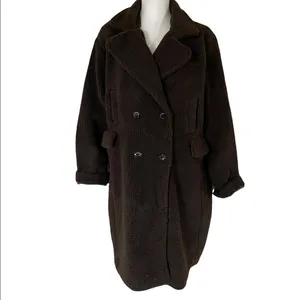 NWT Stoosh Sherpa Fabric Teddy Double-Breasted Long Coat IN BRACKEN thumbnail 4
