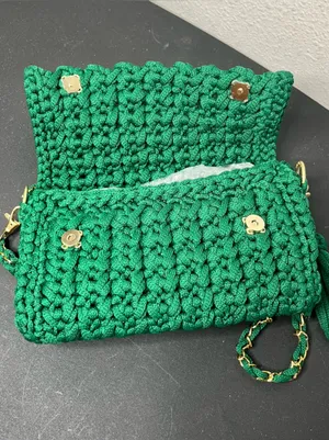 NEW Handmade Green Crochet Chain Strap Crossbody Purse Summer Boho Vacation thumbnail 5
