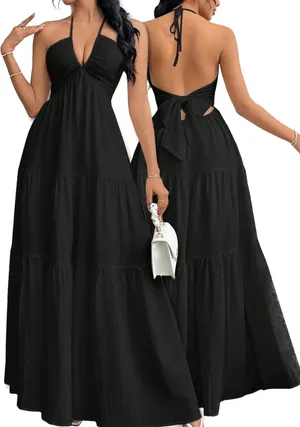Amazon Black halter neck maxi dress thumbnail 2