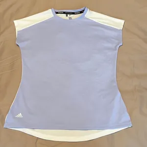 Adidas primeblue size small lavender front longer white back cap sleeves GUC thumbnail 2