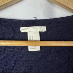 H&M Basic Navy Blue V-Neck Fine‎ Knit Pullover Sweater S thumbnail 5