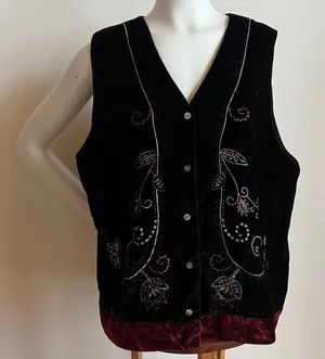 Holiday velour Christmas sweater contest White Stag Black Vest embroidered thumbnail 1