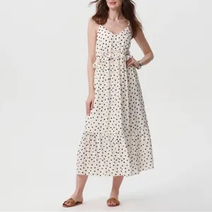 a new day White/Black Strapless Tiered Polka Dot Maxi Dress NWT thumbnail 2
