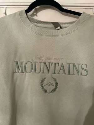 Faith Can Move Mountains Etsy Army Green Sweatshirt thumbnail 2