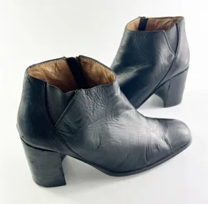 Jeffrey Campbell Black Leather Square Toe Ankle Boots Booties Women 8.5 thumbnail 1
