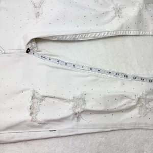 True Religion Curvy Skinny White Distressed Crystal Jeans Size‎ 34 thumbnail 10