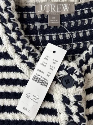 J.Crew Crochet short-sleeve cardigan in stripe thumbnail 3