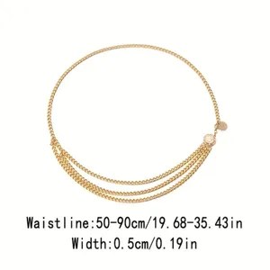 Golden Plated Tassel Belt Chain Elegant‎ Alloy Accessory Versatile Style thumbnail 8