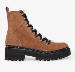 Steve Madden Rainier Chestnut Brown Suede Leather Chunky Boots Size 8 thumbnail 1