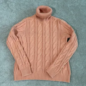 Lauren Ralph Lauren Womens Cotton Sweater L Peach Cable Knit Turtleneck‎ Chunky thumbnail 1