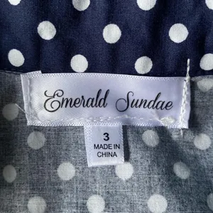 Nordstrom retro 60s style navy blue polkadot flare dress thumbnail 4