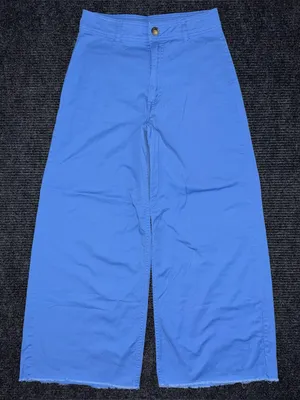 Billabong Side Kick Pants 28 Blue High Rise Wide Leg Raw Hem 90s Beach Surf Boho thumbnail 1