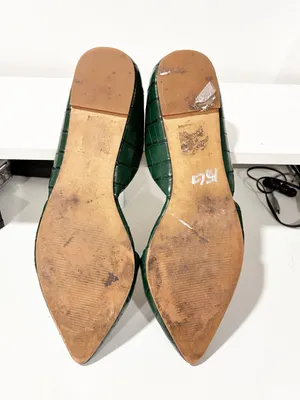 J. Crew Croc-Embossed Pointed Slip-Ons in Academic Green Size 7 thumbnail 5