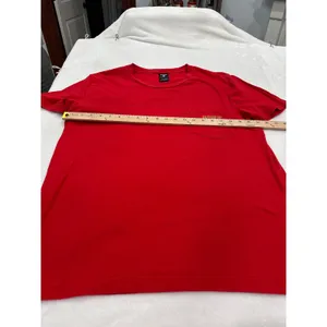 PINK Victoria's Secret Red Short Sleeve Pocket T-Shirt Gold Glitter Dog Logo L thumbnail 6