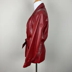 Vintage WINLIT Leather Jacket Womens Small M Red Rust Mod Gogo Hipster 1960s‎ 13 thumbnail 7