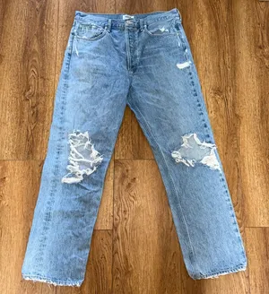 AGOLDE 90's‎ High Rise Loose Fit Distressed Jeans Light Wash Blue Size 30 Grunge thumbnail 1