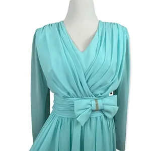 Vintage 70’s/ 80’s Miss Eliette Aqua Chiffon Maxi Evening Dress 8 thumbnail 4