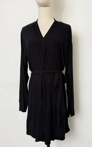 Skims Soft Lounge Robe In Onyx thumbnail 7