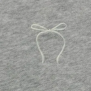 Aerie Sweatshirt Gray Bow Embroidered Coquette Balletcore Puff Sleeve S Oversize thumbnail 2