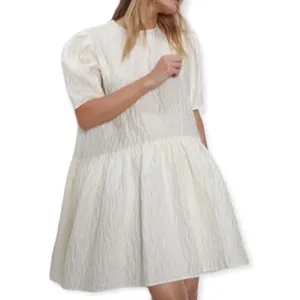 ZARA Voluminous Flounce Mini Dress Ivory NEW Size L thumbnail 5
