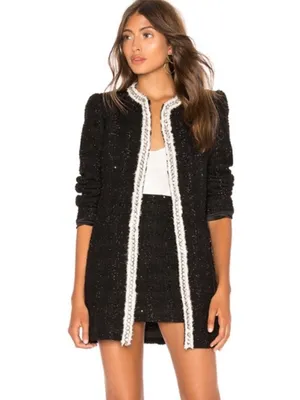 Alice + Olivia Elana Mini Skirt In Black Metallic Tweed Sequin Size 6 thumbnail 10