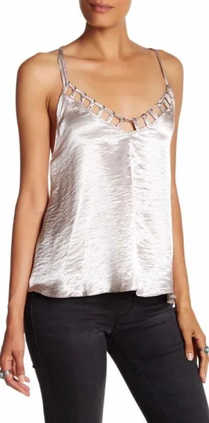 XS Silver Haze V-Neck Strappy Camisole Tank Top thumbnail 6