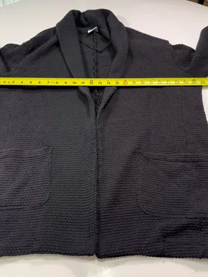 Zara Black Waffle Open-Knit Pocket Cardigan Size Medium thumbnail 4