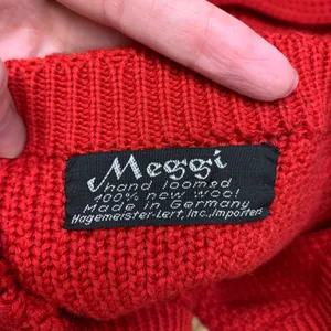 Meggi Red 100%‎ New Wool Hand Loomed Sweater Made in Germany Womens Large VTG thumbnail 7