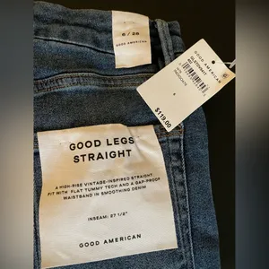 NWT Good American Good Legs Straight Jeans Blue Indigo478 Color High Rise Size 6 thumbnail 4