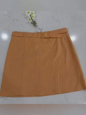 LOFT Peach Belted Mini Skirt thumbnail 3