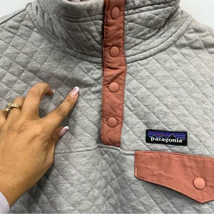 Patagonia Quilted Gray sweatshirt organic cotton snap pullover Sweater thumbnail 12