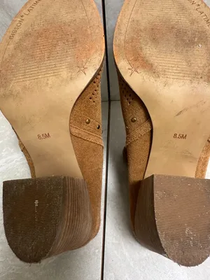 Gibson Latimer perforated suede gold studded mules Size 8.5 thumbnail 9