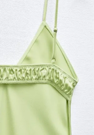 Zara Dress Lime Green Satin Effect Maxi Midi Wedding Party Date Coctail thumbnail 13