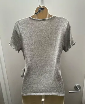Caution to the Wind Asymmetrical Self-tie Gray Top thumbnail 8