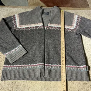 Woolrich Womens Gray Fair‎ Isle Full Zip Lambswool Full Zip Jacket XL 9232 thumbnail 2