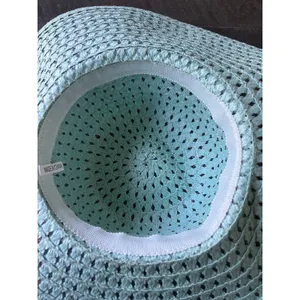 NWOT Foldable Mint Ladies Wide Brim Straw Womens Beach Floppy Summer Sun‎ Visor thumbnail 4