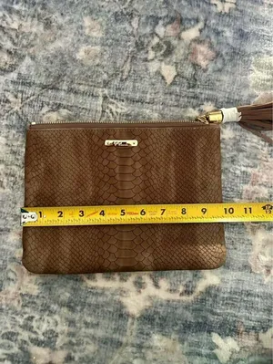 GiGi New York Snakeskin Embossed Leather Clutch thumbnail 4