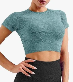 Cropped Workout Tee Blue Size M thumbnail 1